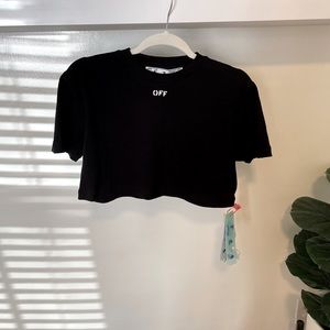 Off White Logo Cropped Tee